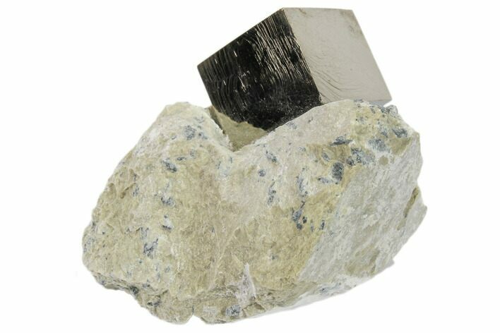 Natural Pyrite Cube In Rock From Spain #82077